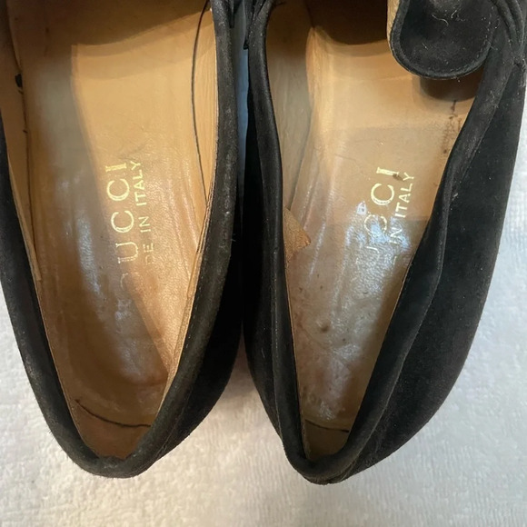 Gucci Black Suede Loafers with Gold Hardware - Picture 7 of 8